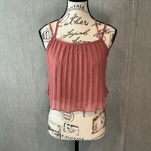 SHEIN Pink Pleated Crop Top Size Small